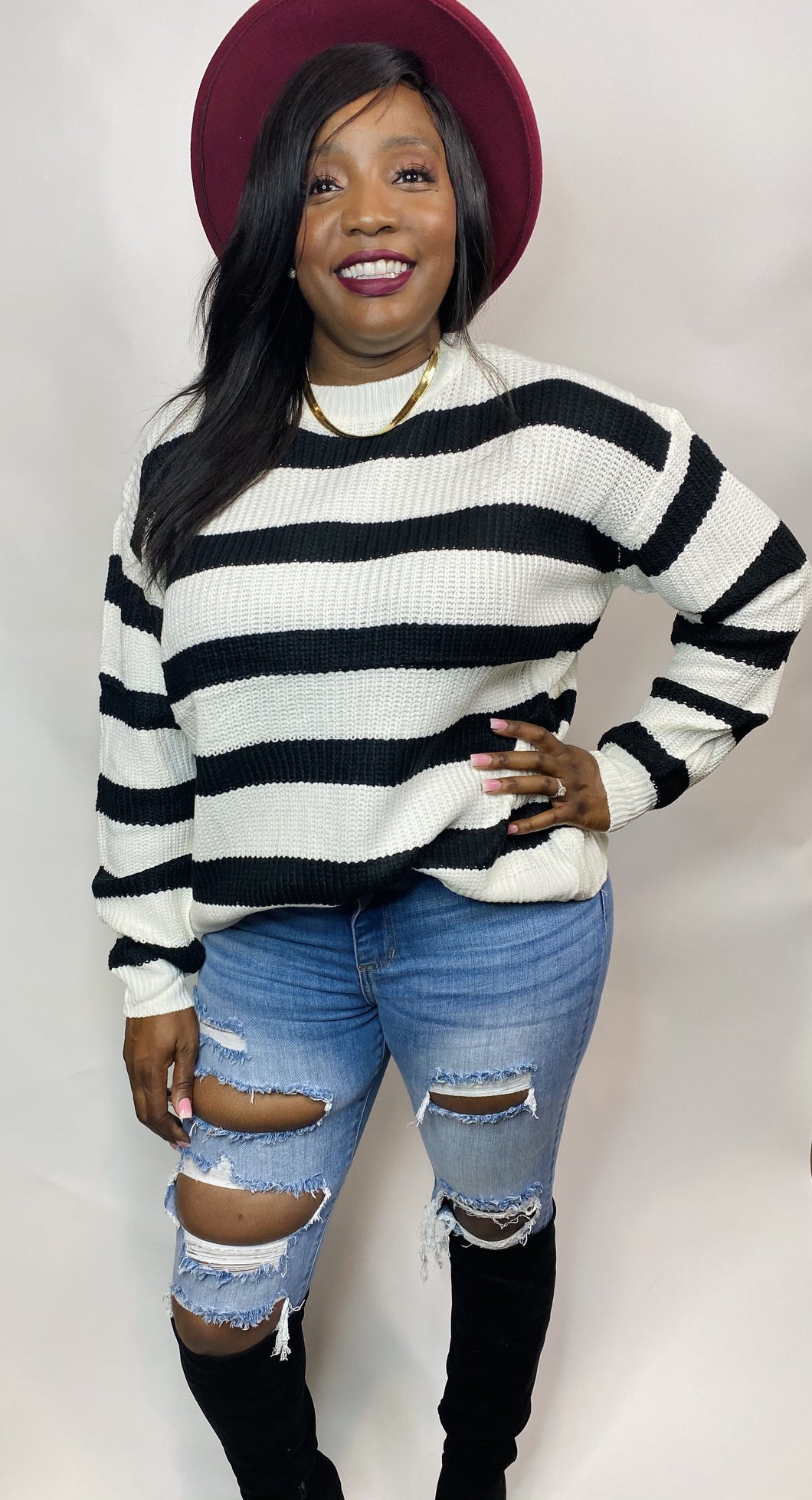 Imani Striped Lace Sweater