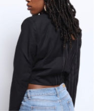 Load image into Gallery viewer, Tuxedo Crop Wrap jacket
